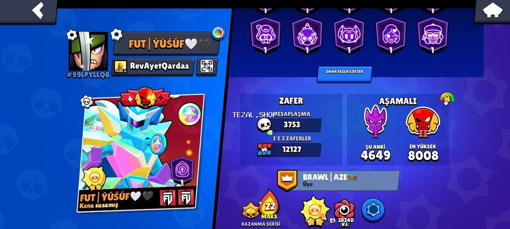 Brawl Stars hesabı – yüksək səviyyəli pro profil - Kupa yolu: 85,183 - şəkil 2