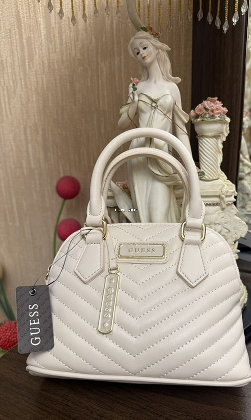 GUESS brendinin original çantası Original etiketli Rəng: krem (açıq - şəkil 2