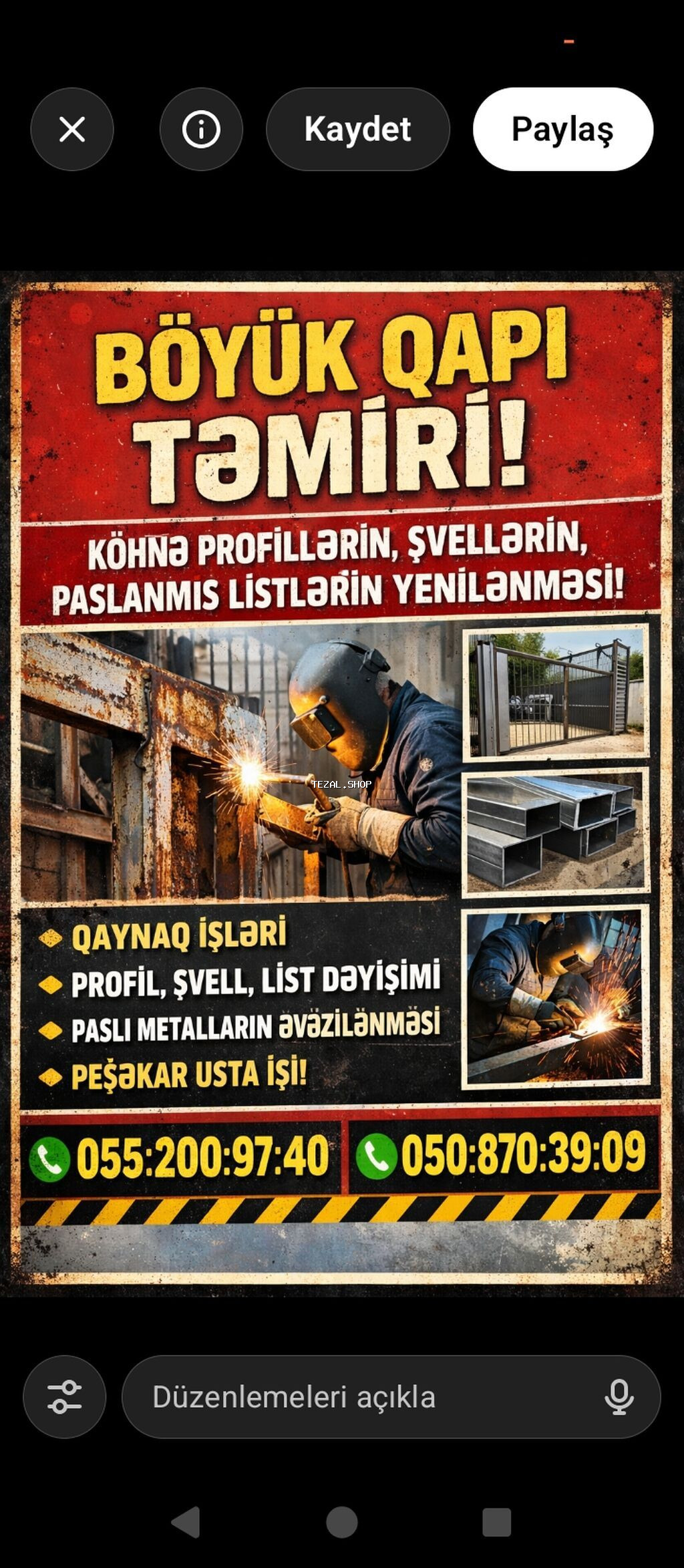 Böyük qapı təmiri və metal yeniləmə xidməti - Köhnə profillərin