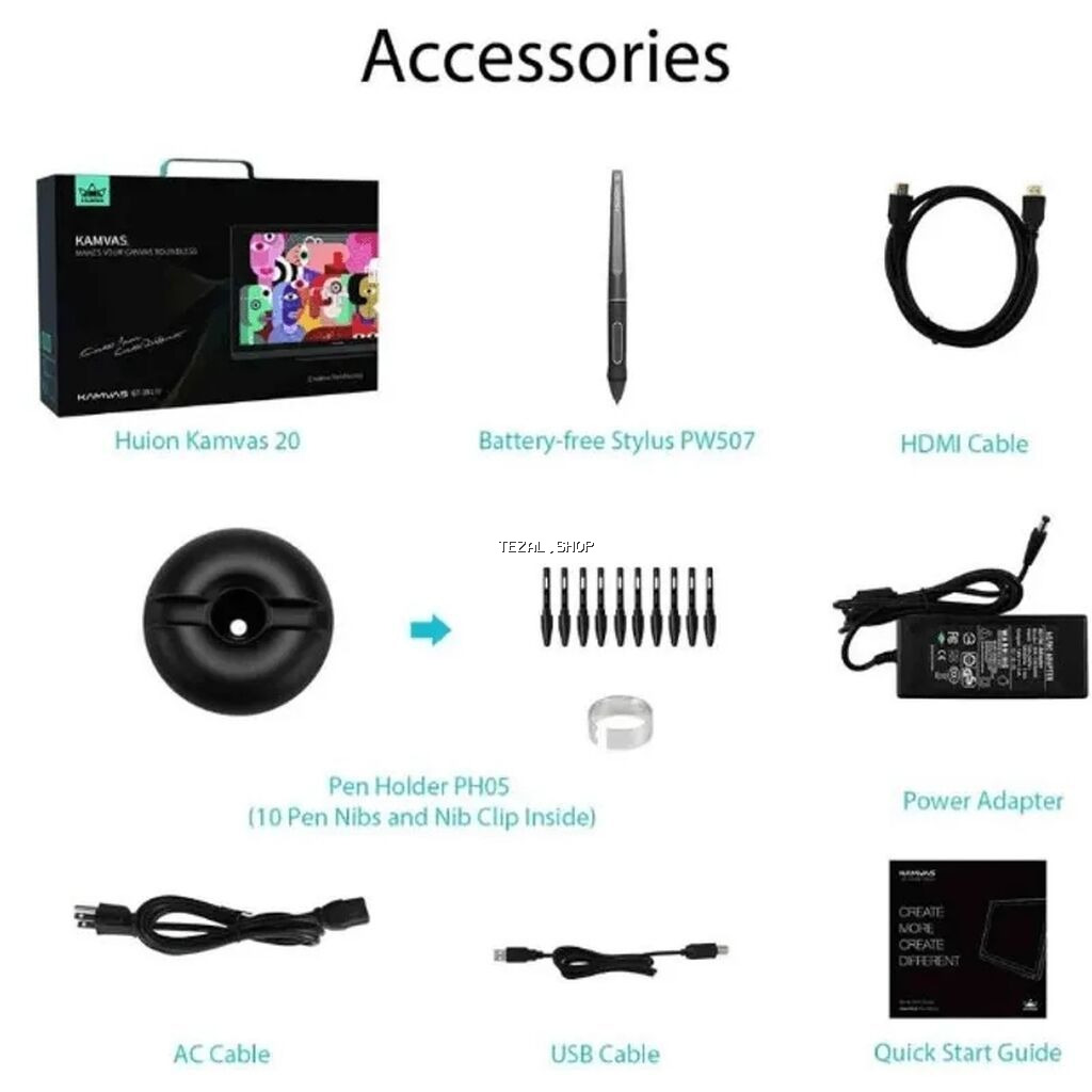 Huion Kamvas 20 Qrafik Planşet + Stand Xüsusiyyətlər və təfərrüatlar - şəkil 3