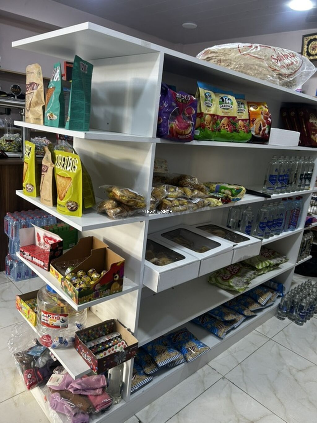 Mağaza üçün ikitərəfli orta raf sistemi - Material: ağ rəngdə - şəkil 2