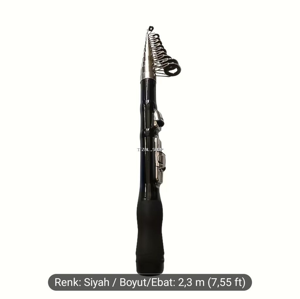 Teleskopik balıqçı qamışı - Rəng: qara - Uzunluq: 2,3 m (7,55 ft) -