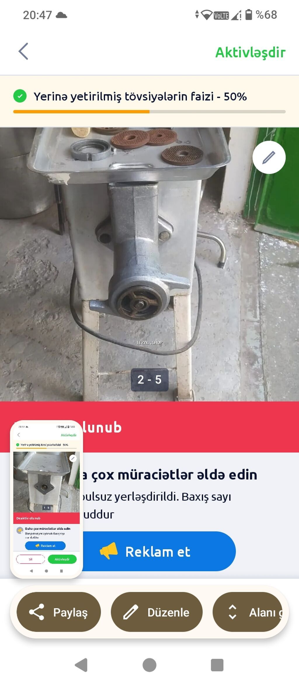 Sənaye tipli ətçəkən maşın - Güclü elektrik mühərriki ilə yüksək - şəkil 2