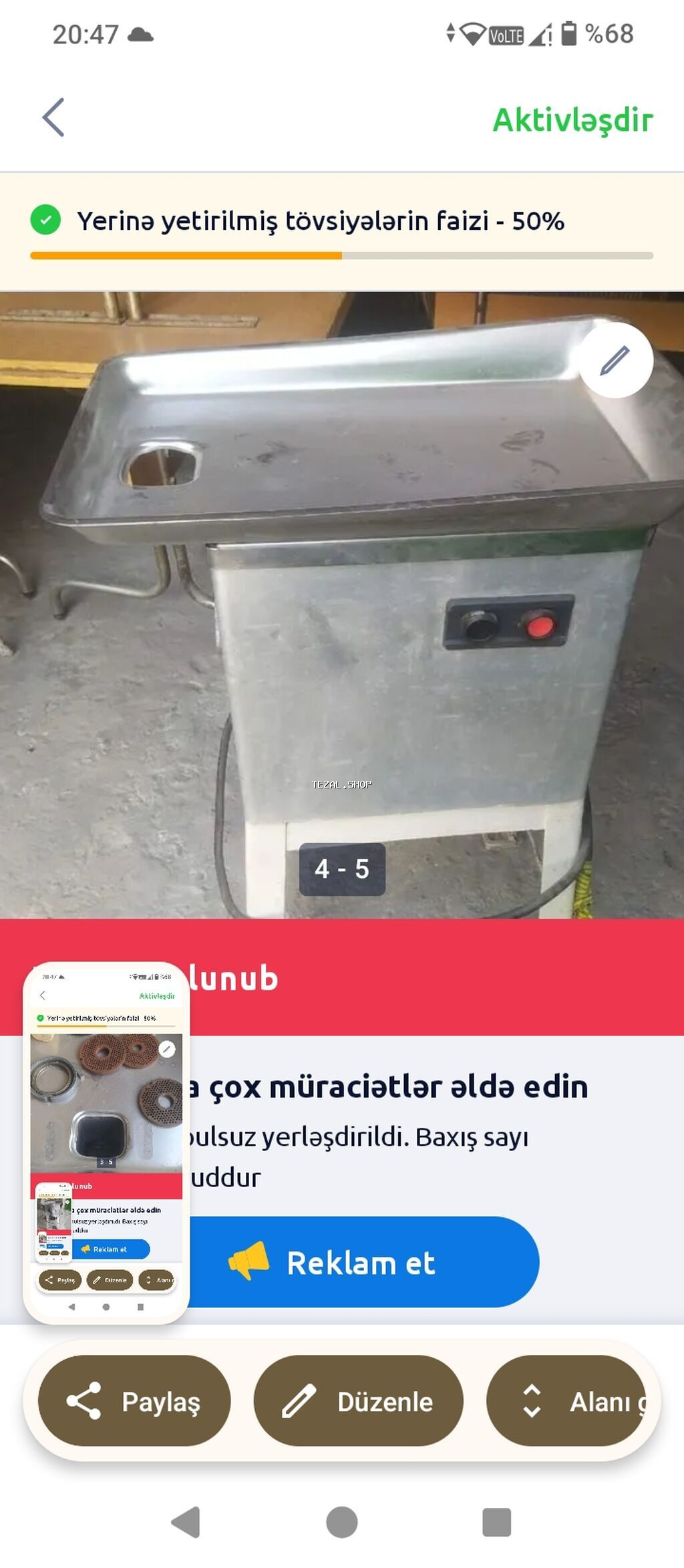 Sənaye tipli ətçəkən maşın - Güclü elektrik mühərriki ilə yüksək - şəkil 5