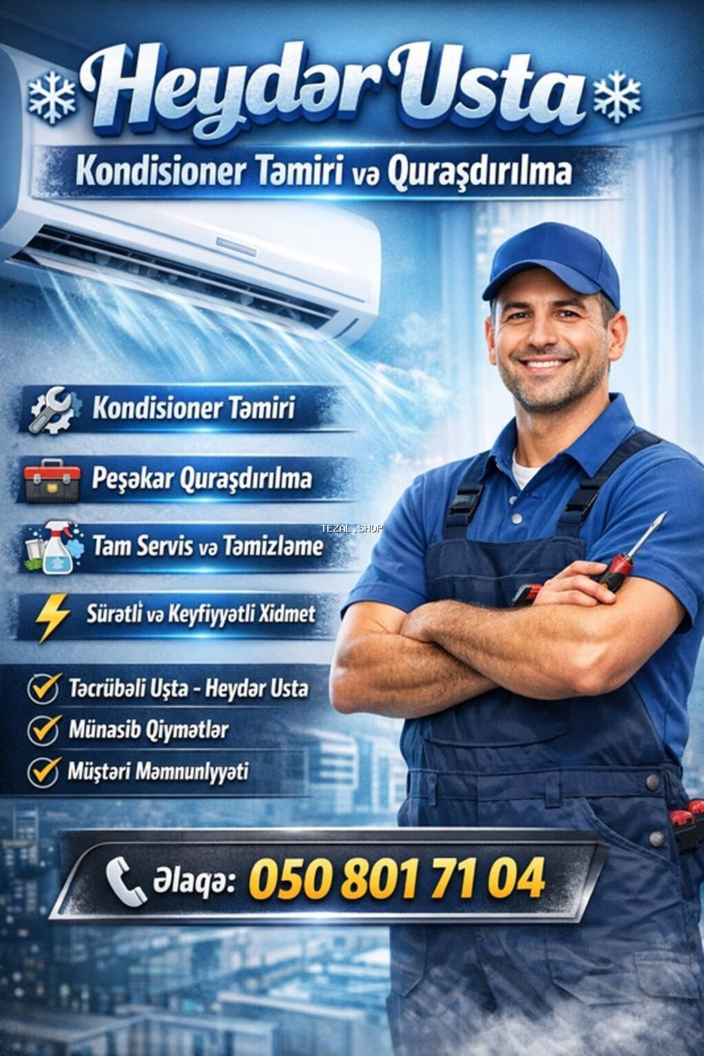 Kondisioner təmiri və quraşdırılması xidməti – “Heydər Usta” Təklif