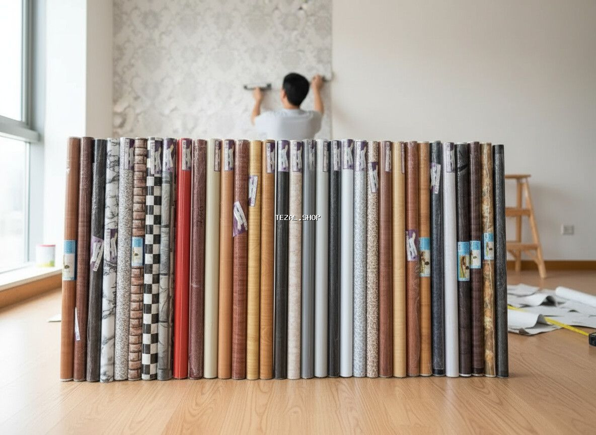 Vinil Divar Kağızları Arxası Özü Yapışqandır. Rulon da 10 metr olur