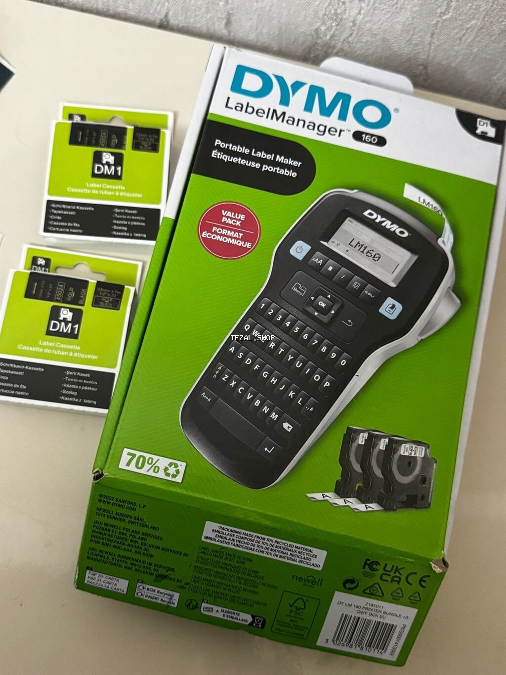 DYMO LabelManager 160 – portativ etiket yazıcısı, üzərində 2 ədəd