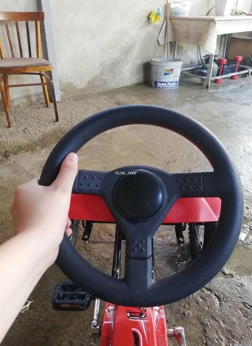 Uşaq üçün pedallı qart (go-kart) – qırmızı rəngli, 4 təkərli