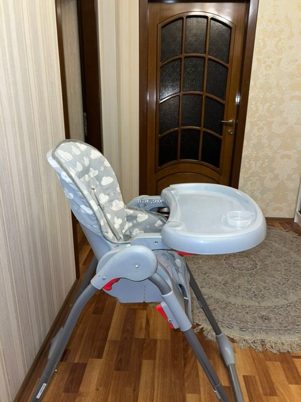 Uşaq yemək stulu – VAVA - Rəng: boz tonlarda, bulud naxışlı yumşaq - şəkil 2