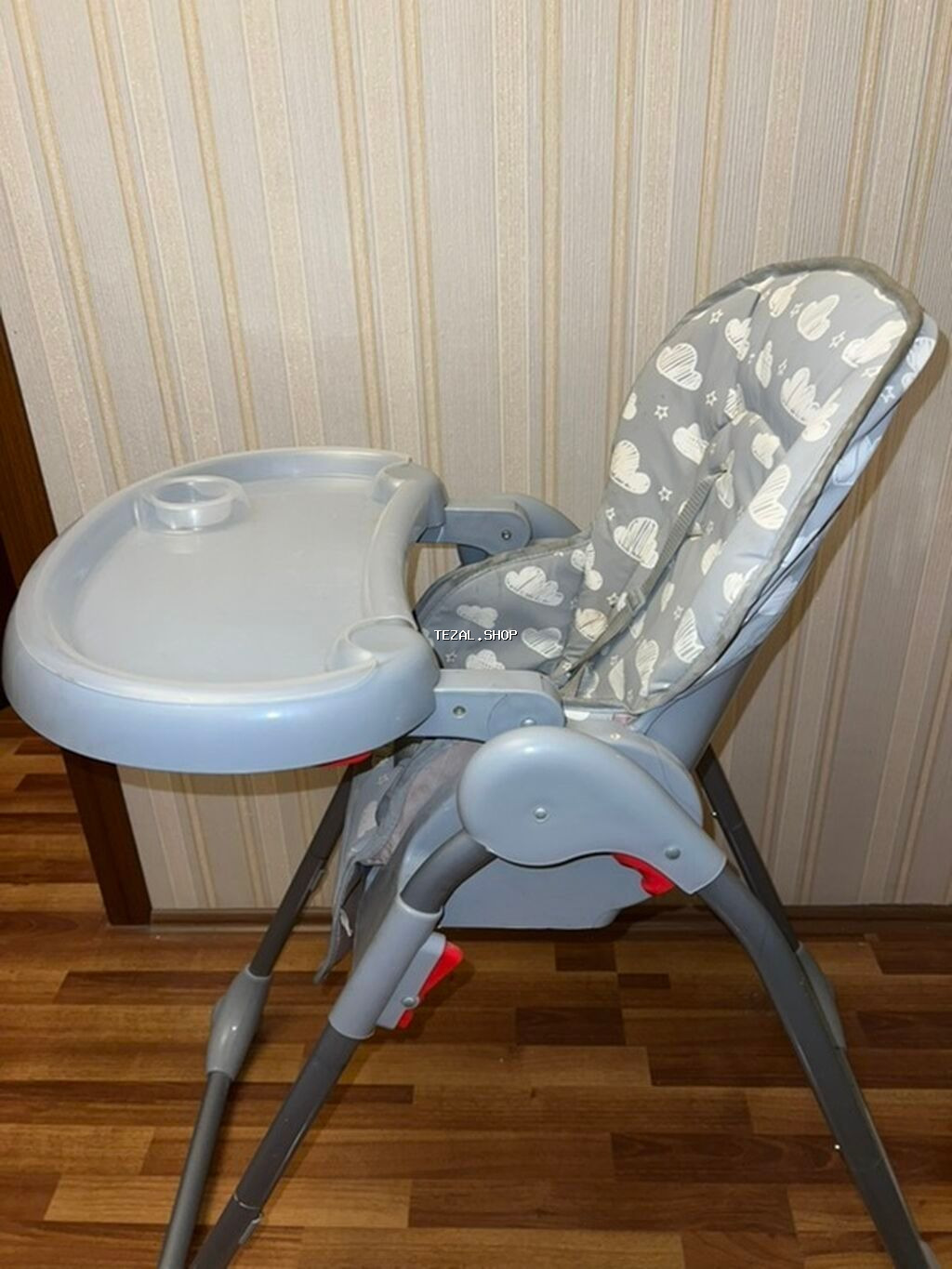 Uşaq yemək stulu – VAVA - Rəng: boz tonlarda, bulud naxışlı yumşaq - şəkil 3