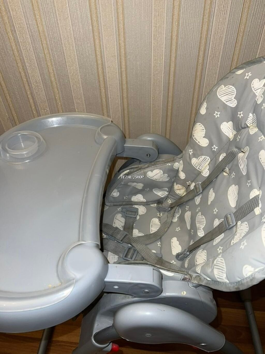 Uşaq yemək stulu – VAVA - Rəng: boz tonlarda, bulud naxışlı yumşaq - şəkil 4