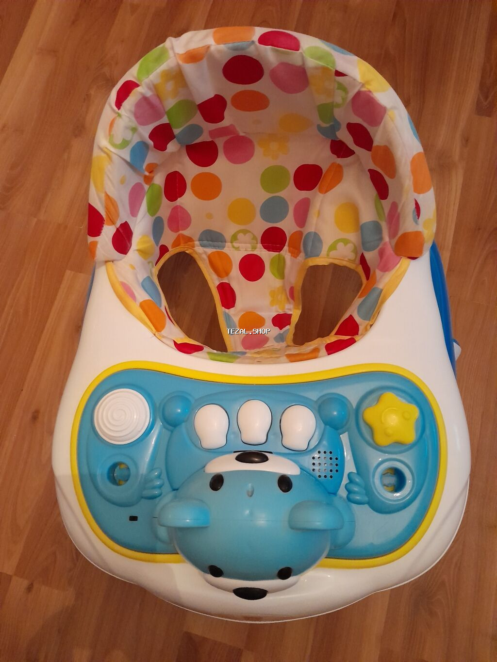 Uşaq gəzdirəcəyi (walker) - Rəng: mavi-ağ, ön paneldə ayıcık fiqurlu - şəkil 3