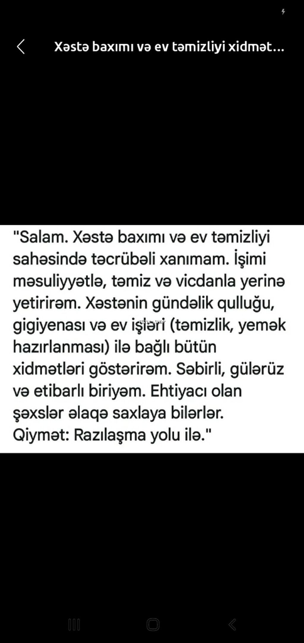 Xəstə baxımı və ev təmizliyi xidməti salam xeste baxicisi xanim - şəkil 2