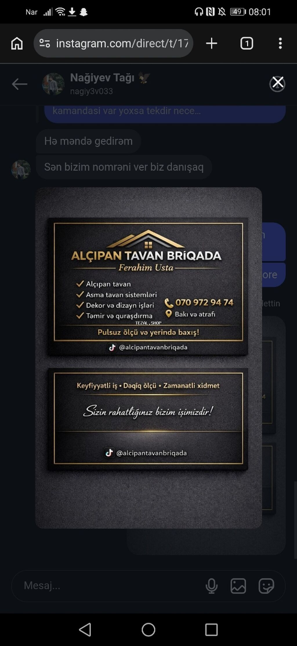 Alçıpan Tavan Briqada – Ferahim Usta Xidmətlər: - Alçıpan tavanların