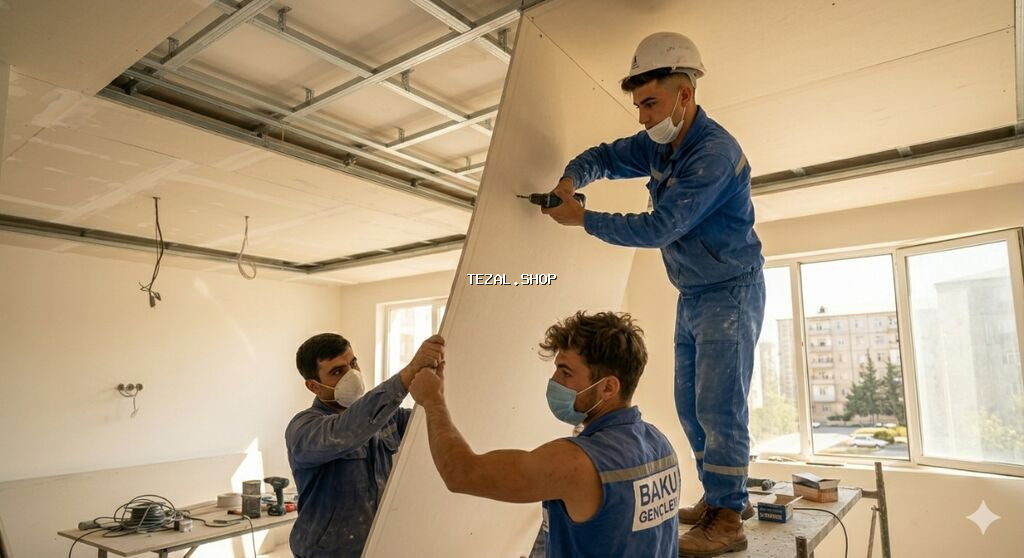 Alçıpan Tavan Briqada – Ferahim Usta Xidmətlər: - Alçıpan tavanların - şəkil 2