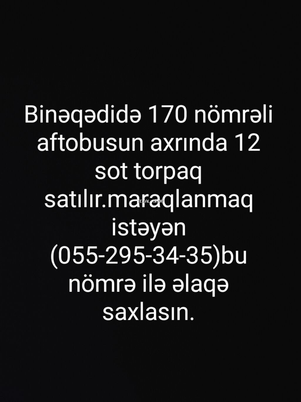 Maraqlanmaq istəyən əlaqə saxlasın