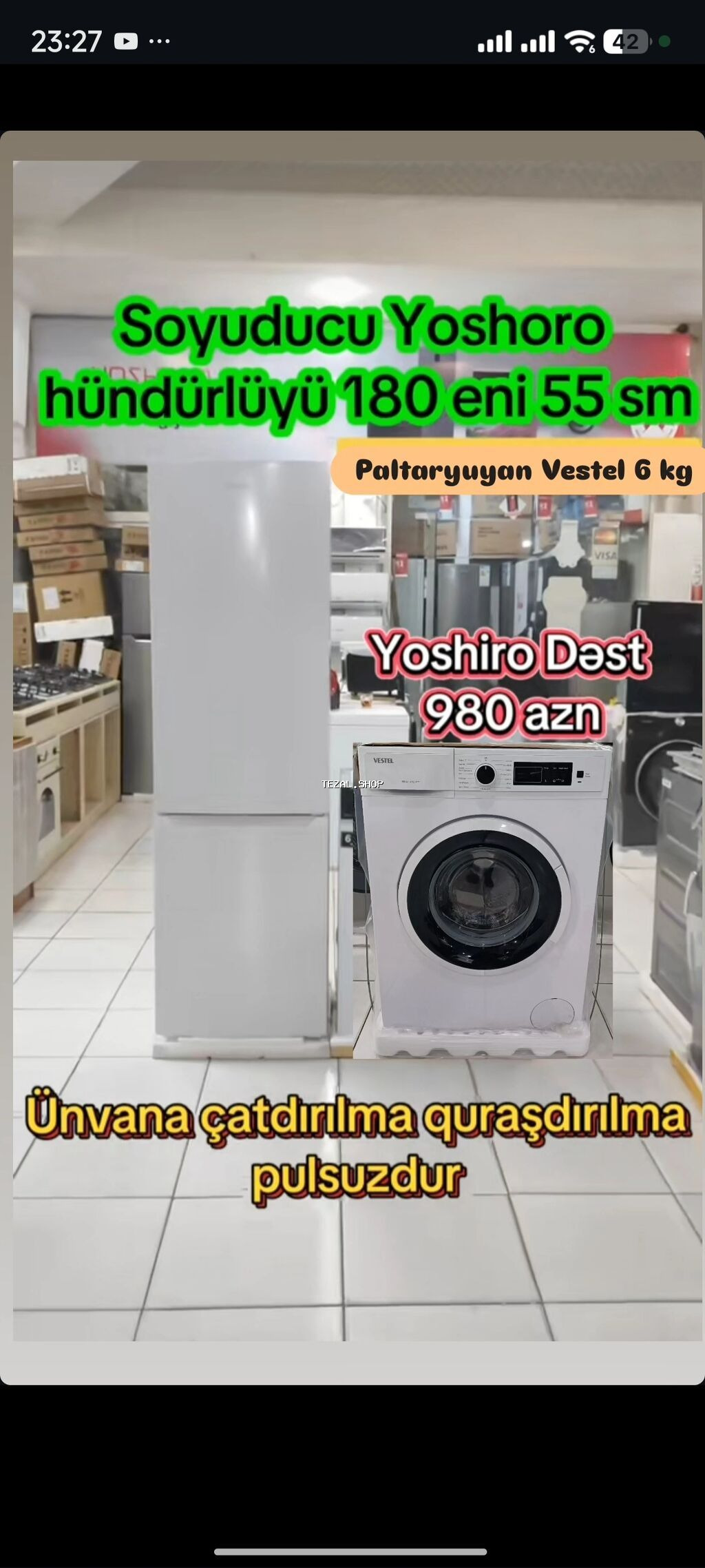 Anbardan satış dəst modeller.Ünvana çatirilma quraşdırıilma