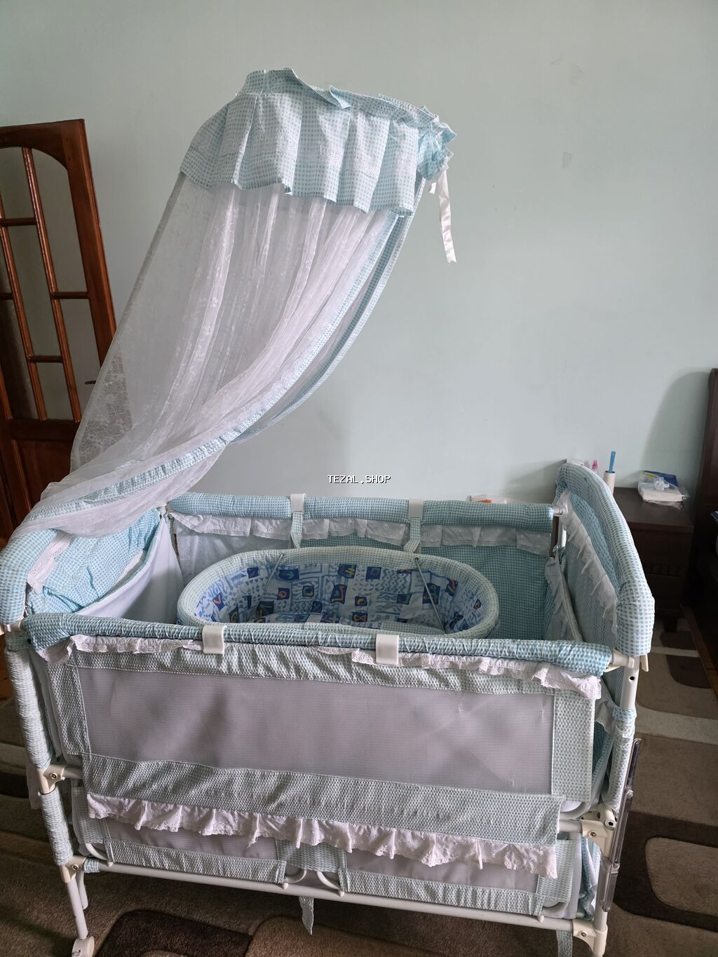 Oğlan və qız üçün, İşlənmiş, Dördbucaq, Beşik, Matrassız - şəkil 4