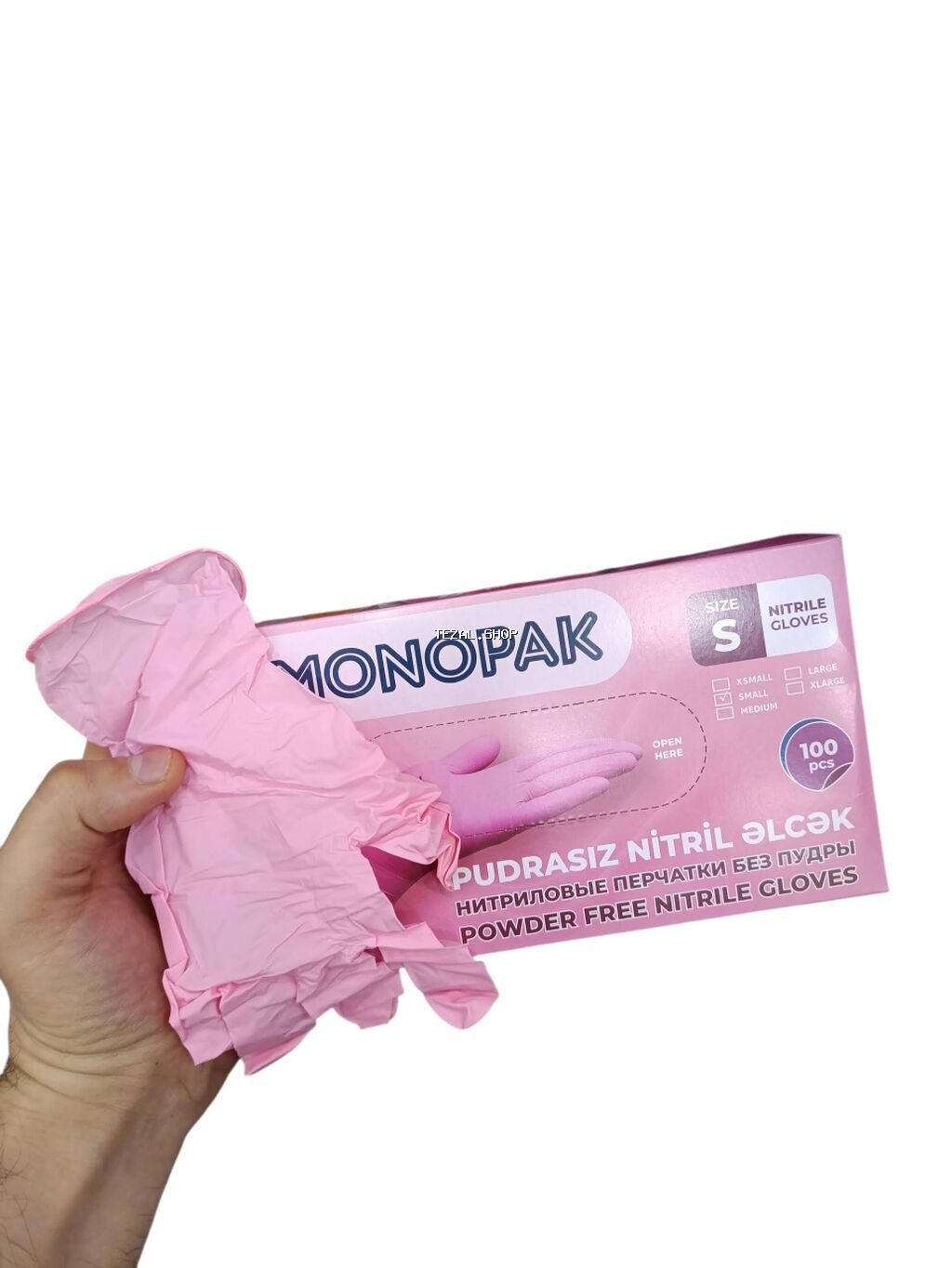 Çəhrayı nitril Əlcək (Monopak) #makropak #əlcəklər #topdan