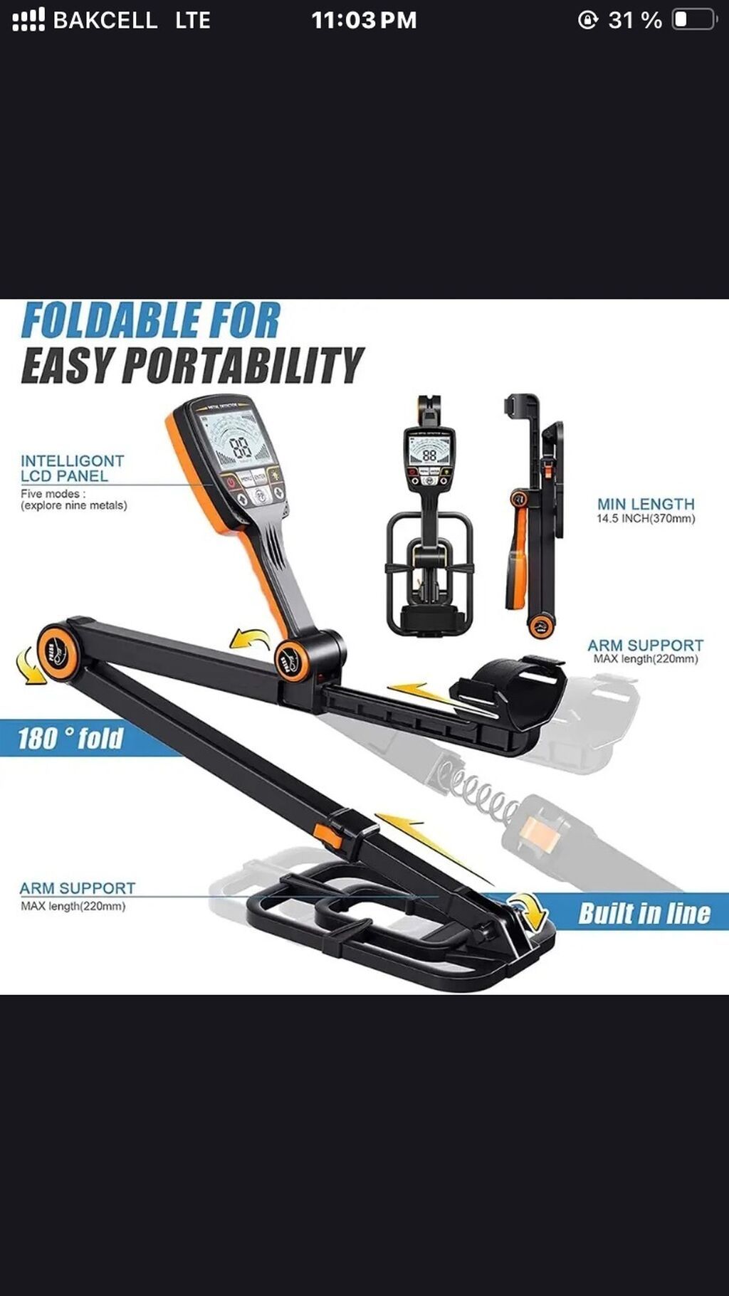 ŞOK ENDİRİM BU QİYMƏTƏ YALNIZ BİZDƏDİR Складной металлодетектор