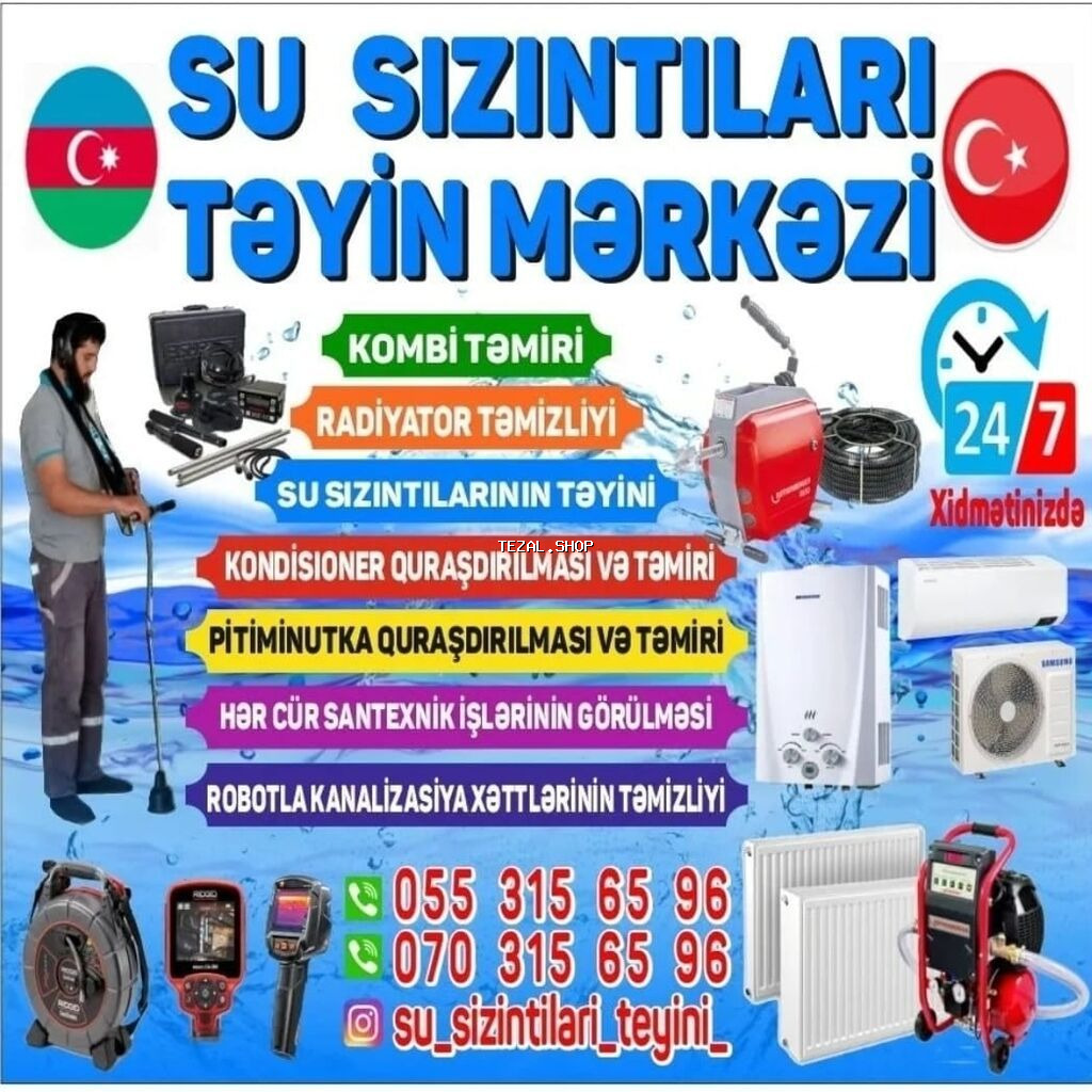 Kombi təmiri Radiator təmizliyi Su sizintilari kondısaner