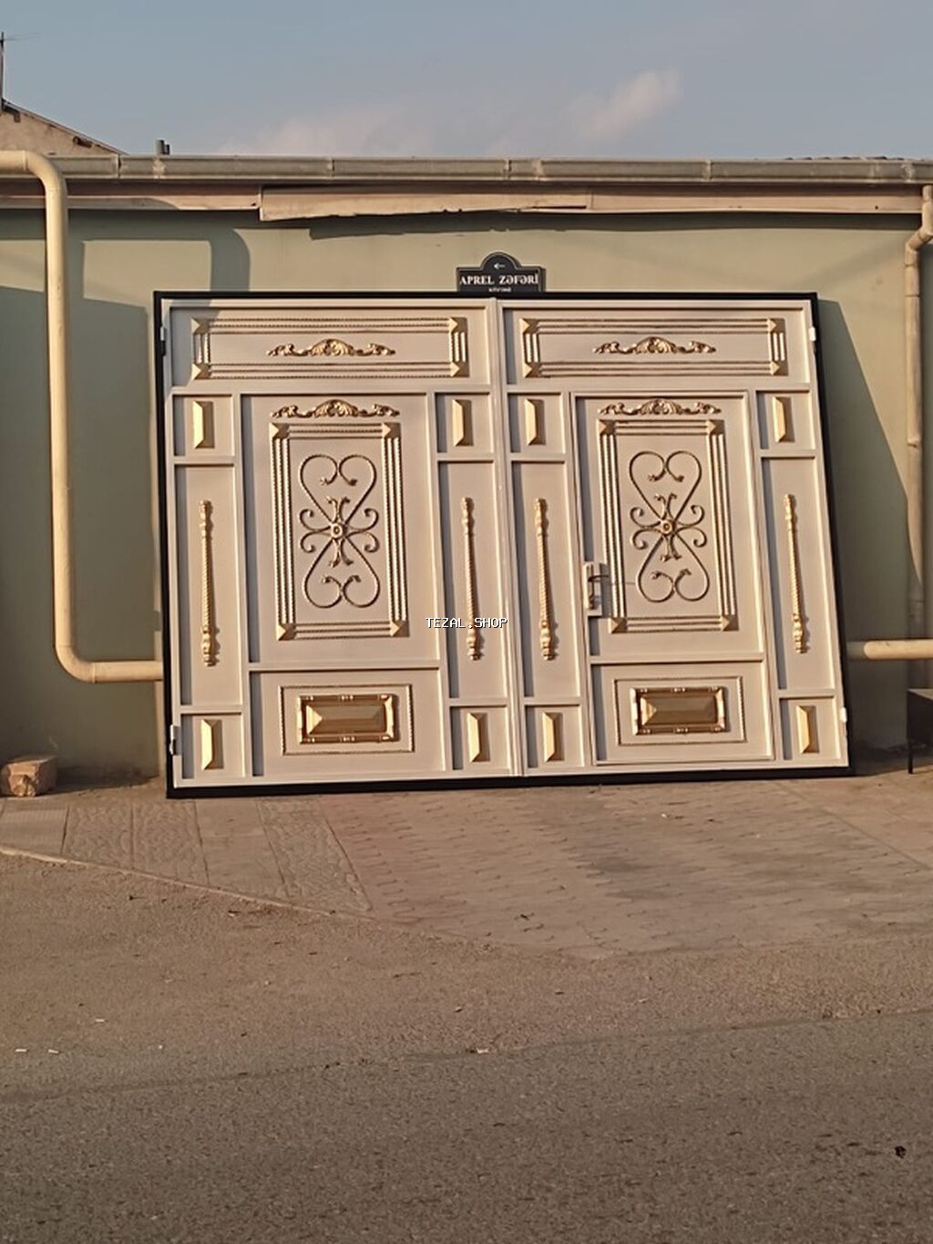 Dəmir Həyət darvazası, Mexaniki, Qapı ilə, rəng - Ağ - şəkil 2