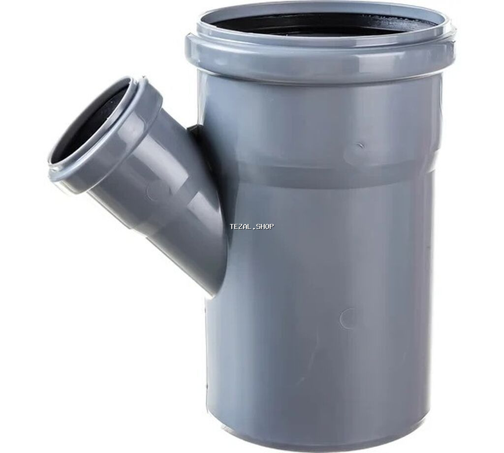 Boz rəngli kanalizasiya borusu, əsas hissədən 45 dərəcə bucaq altında - şəkil 2