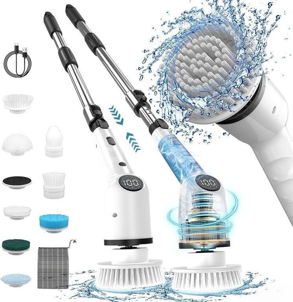 Electric cleaning brush 9 in 1Əsas Xüsusiyyətlər: Çoxfunksiyalı: 9