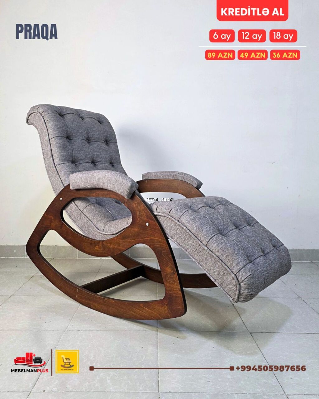 Yeni, Kreslo-kaçalka, Parça, Kredit var, Şəhərdaxili pulsuz çatdırılma - şəkil 2