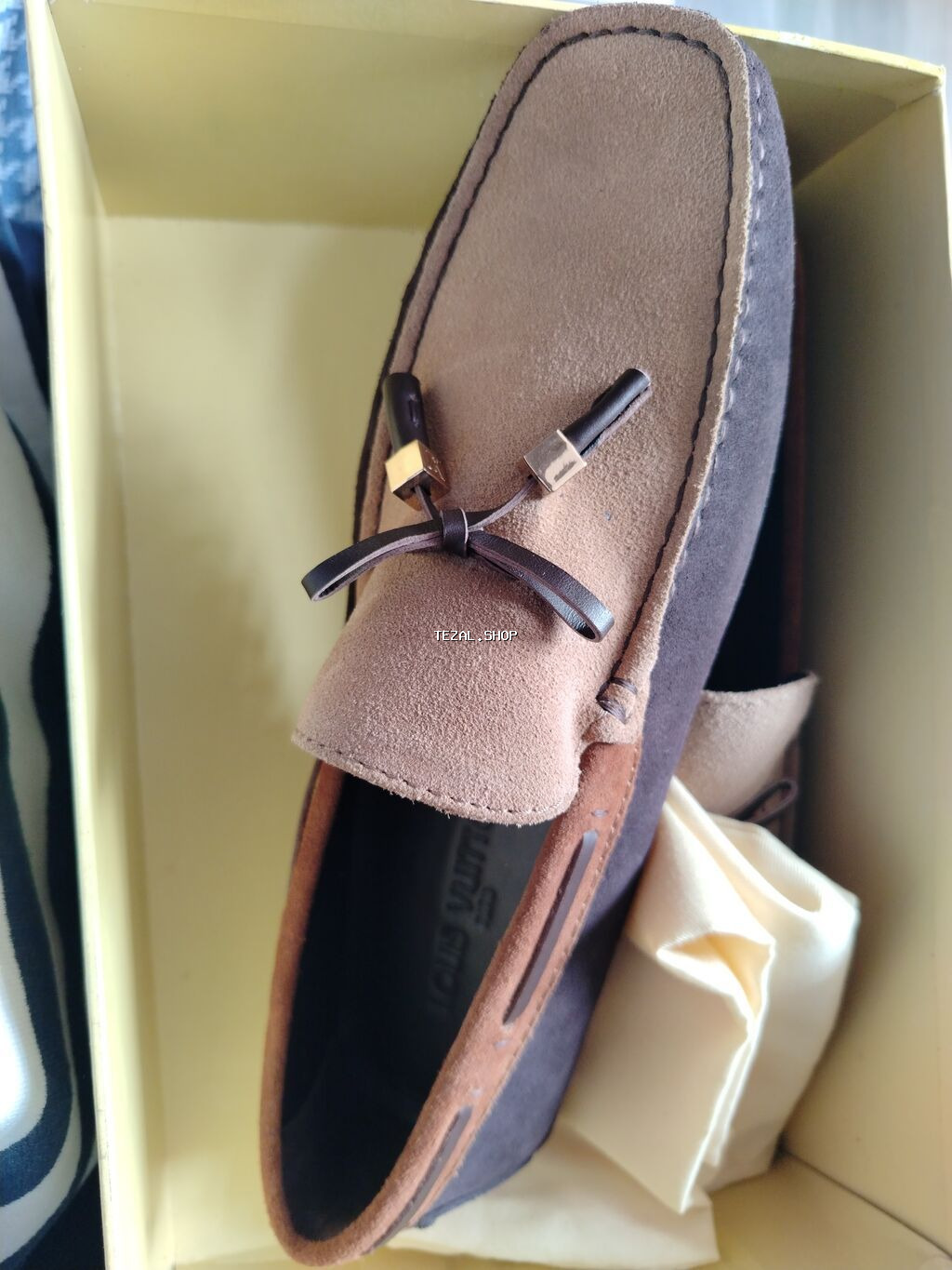 Kişi mokasinləri – süet material, iki rəngli dizayn (bej üst hissə - şəkil 4