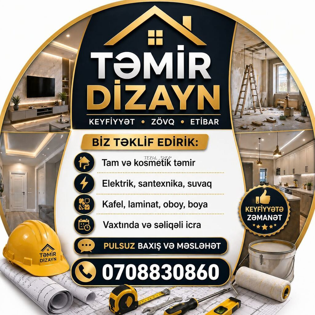 TƏMİR DİZAYN – keyfiyyət, zövq və etibar Xidmətlər: - Tam və kosmetik