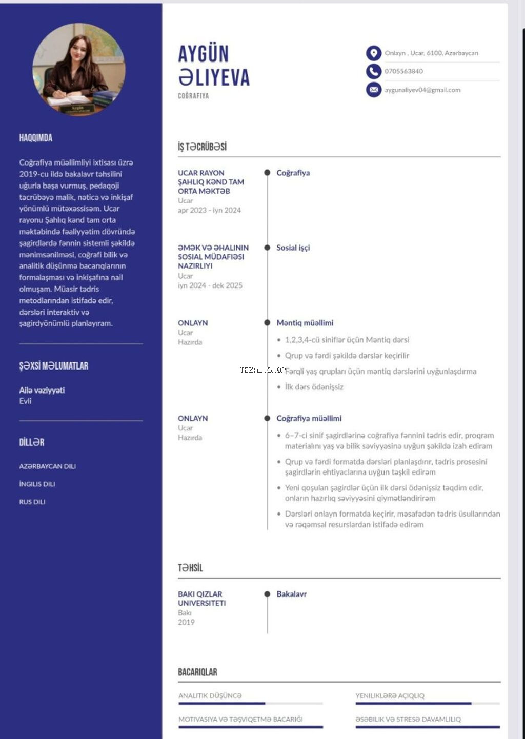 İbtidai sinif müəllimi, 1-2 illik təcrübə, Dəyişən qrafik