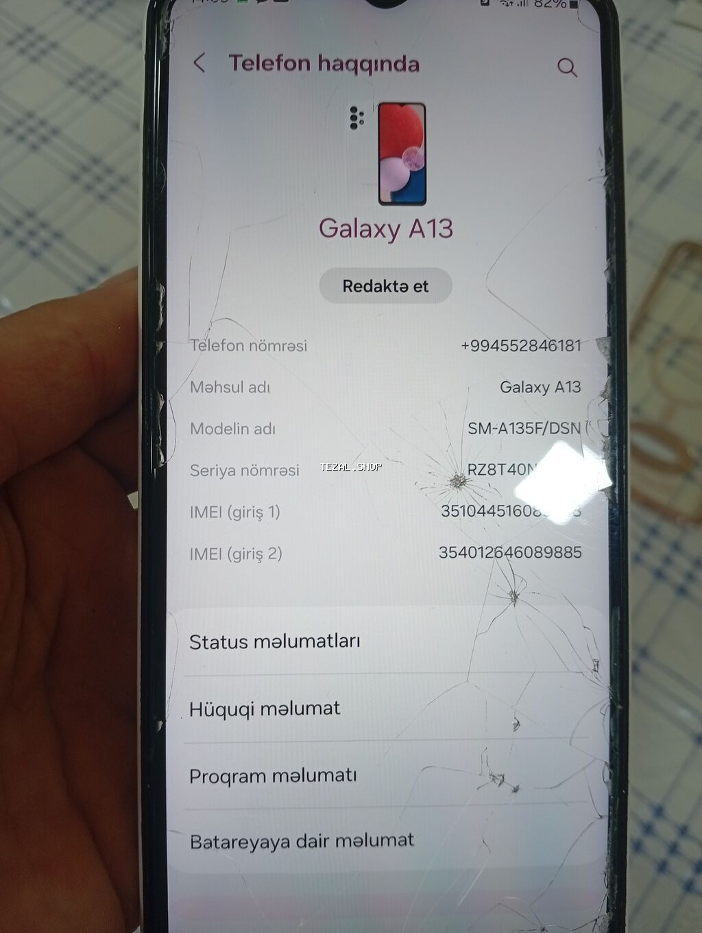 Samsung a13 hec pırablemi yoxdur etiyac var deyə satırıq üzündəkidə - şəkil 5