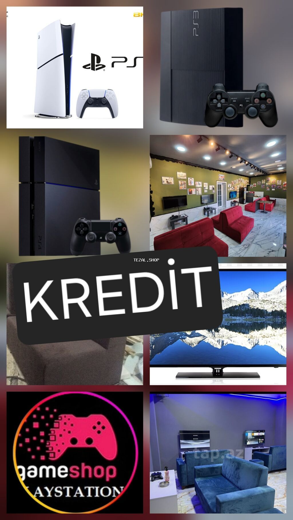 PlayStation oyun konsolları və oyun zalı üçün tam avadanlıq NAGD VE