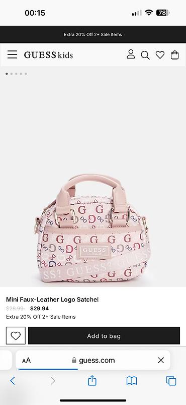 GUESS Mini Faux-Leather Logo Satchel - Rəng: açıq çəhrayı - - şəkil 2