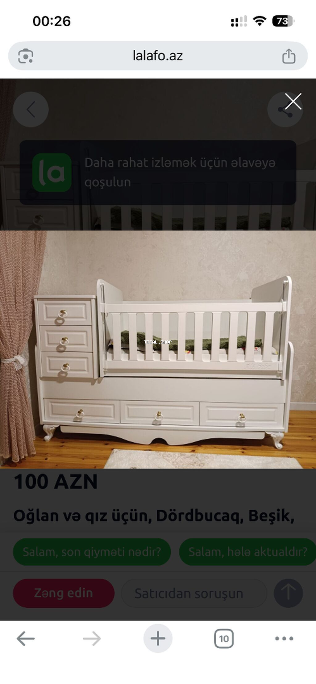 Oğlan və qız üçün, İşlənmiş, Dördbucaq, Beşik, Dəst ilə, Matras ilə, Yellənmə mexanizm ilə