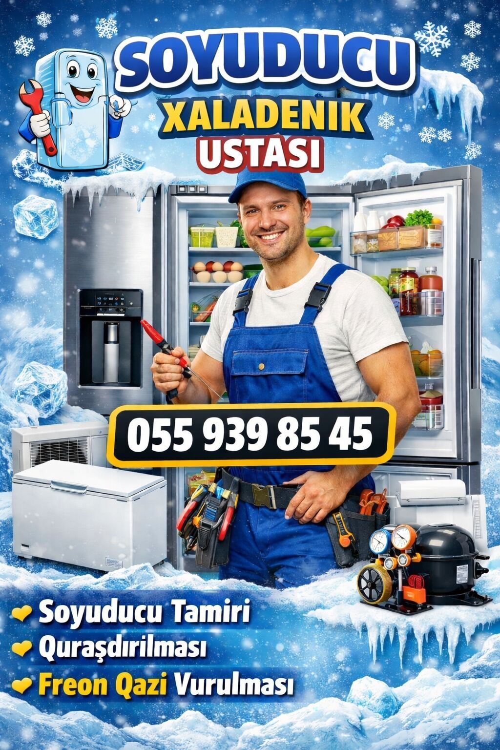 Xaladenik (soyuducu) ustası xidməti 🚨 Soyuducu İşləmir? 1 Saatda Usta