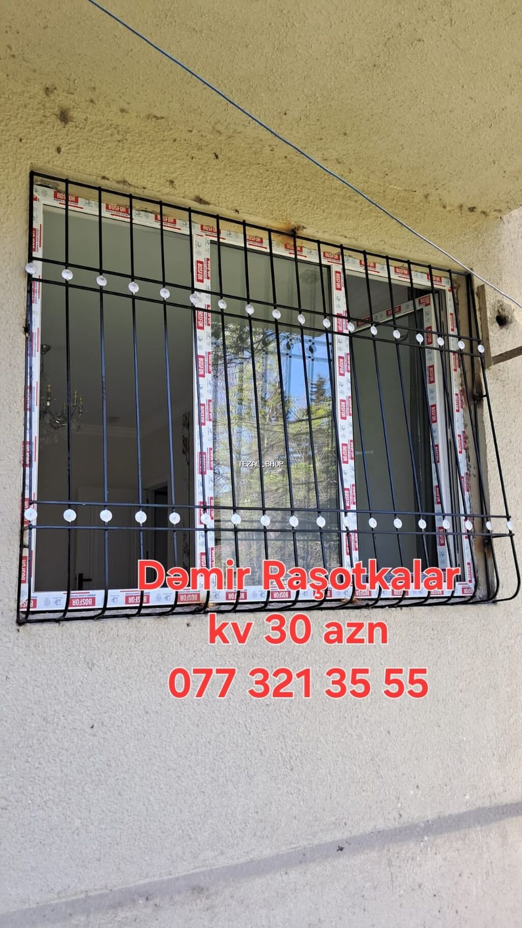 Məhsul: Dəmir reşotkalar (pəncərə və balkon üçün) - Material: Armatur