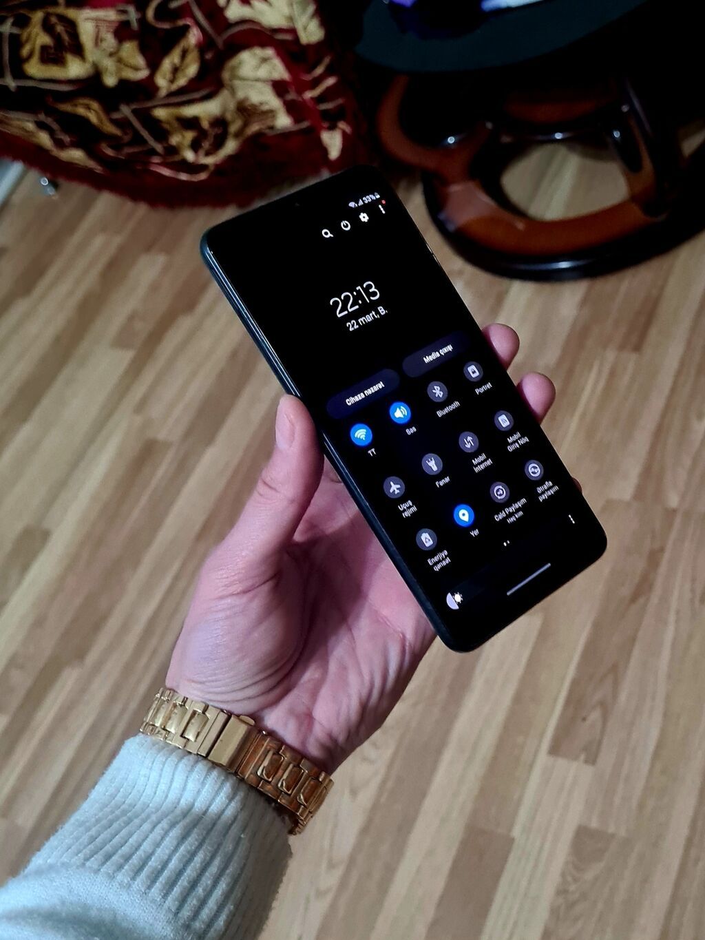 Samsung Galaxy A22, 128 GB, rəng - Qara, Zəmanət, Sensor, Barmaq izi