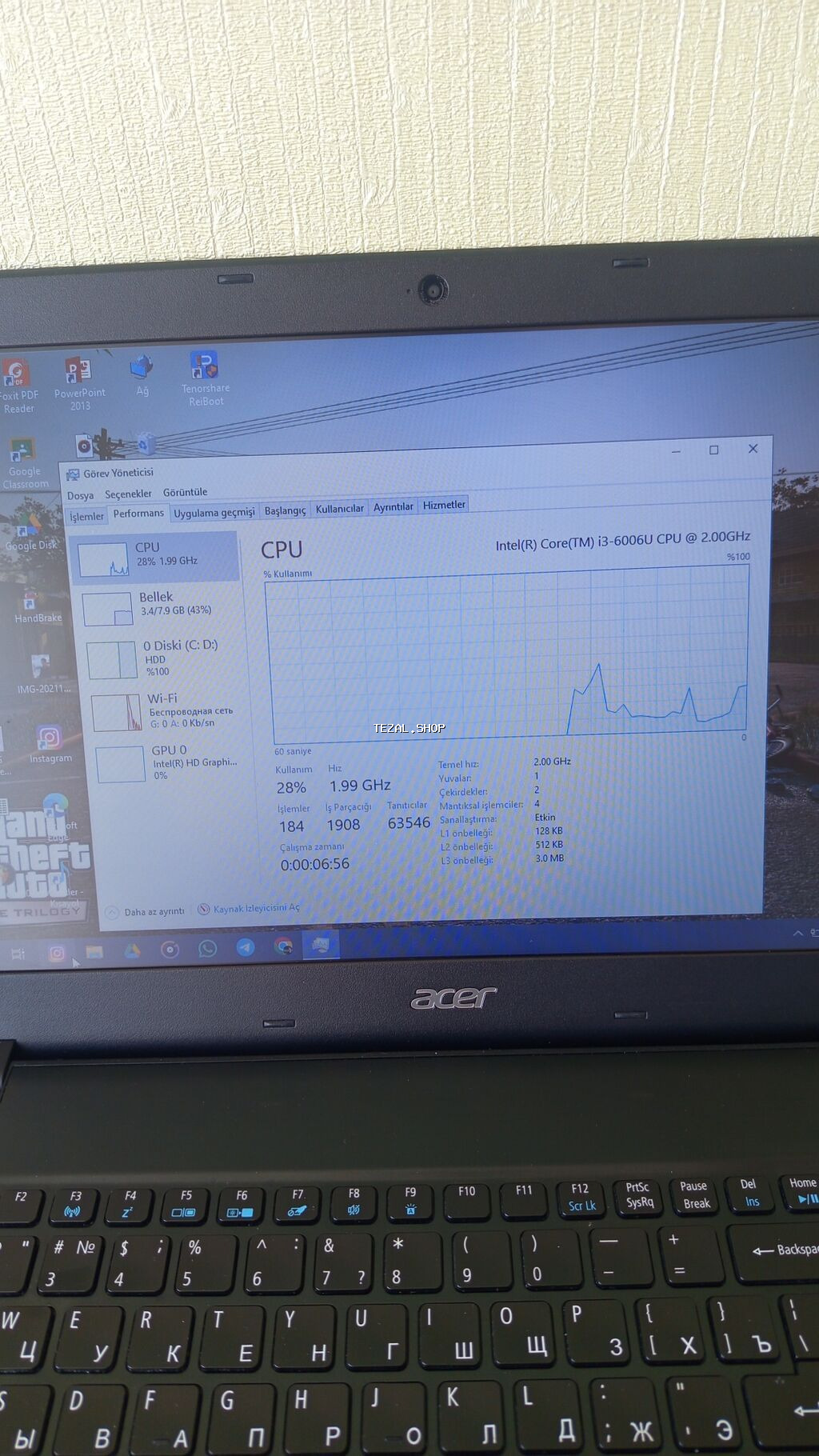 Xüsusiyyətləri şəkildə qeyd olunub 512 HDD, 8 GB RAM var İşləməyinə - şəkil 5