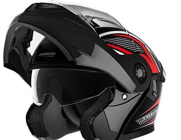 Modulyar motosiklet dəbilqəsi – qara/qırmızı dizayn - Tip: Tam üzlü - şəkil 3