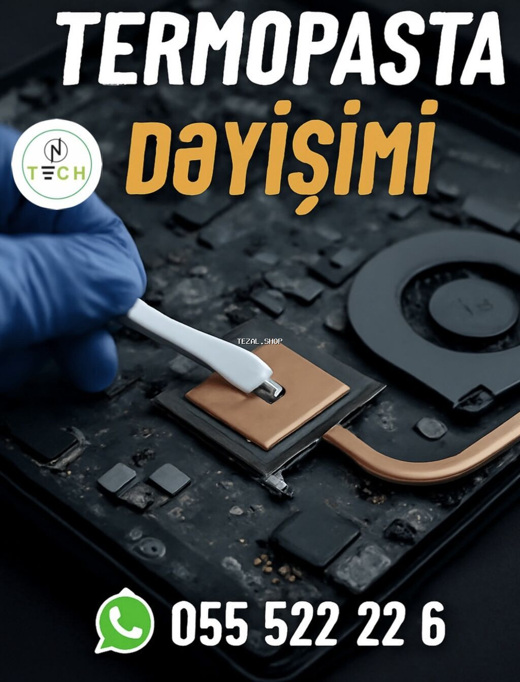 Noutbukun ve Stolustu kopyuterlerin temizliyi ve Termopasta deyisimi