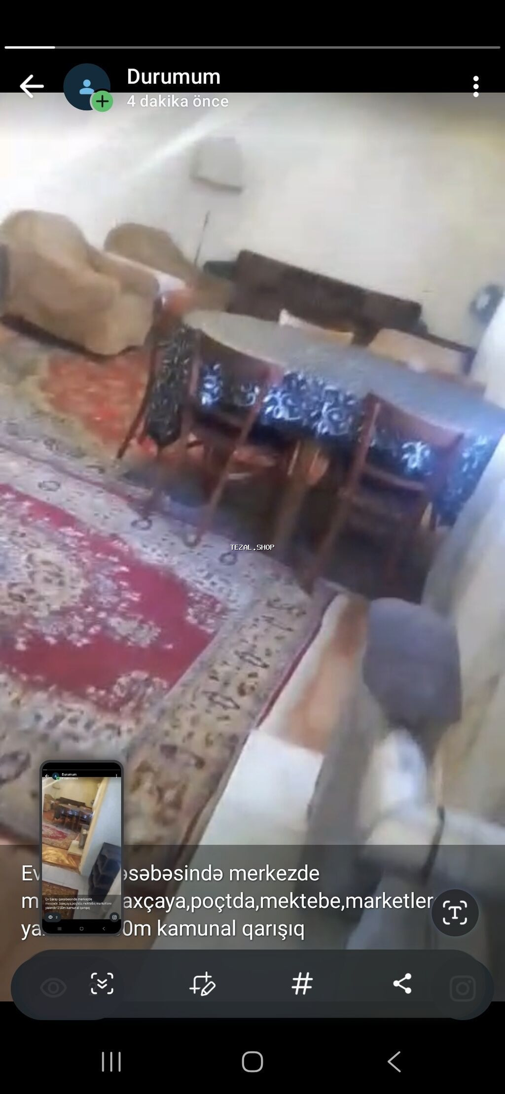 Saray qesebesindedi ev 2 Otaq 250m kamunal qarışıq.Vidyosu var yazın