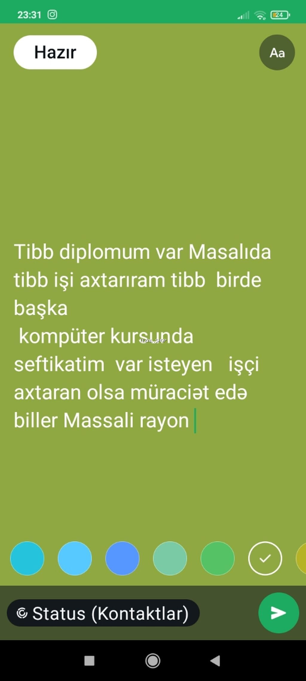 Xidmət: Tibbi sahədə iş axtaran mütəxəssis - Tibb üzrə diplom -