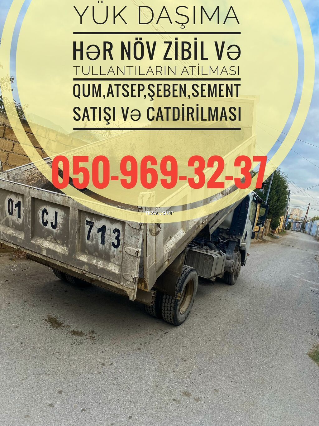Karbonat,qum,atsep,şeben,daş,kərpic,semenet satışı və