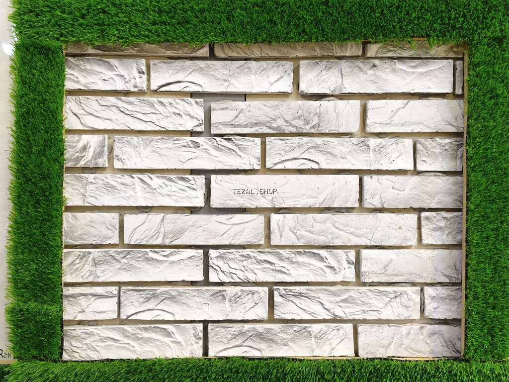 Ağ dekorativ daş panel – kərpic fakturalı - Material: dekorativ daş