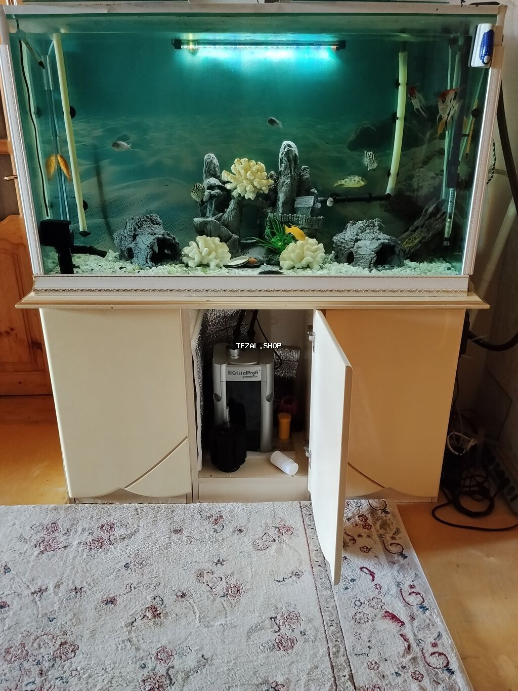 Dördbucaq akvarium, Balıqlarla birlikdə, 280 l, Ünvandan götürmə