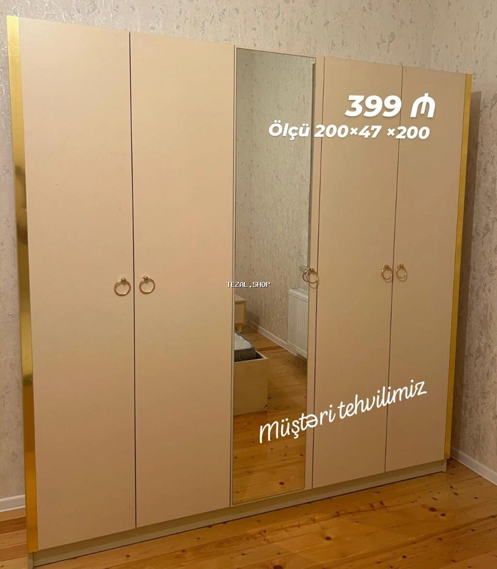 Yeni, 5 qapı, Siyirməli, Digər rəng, Digər material, Açılan, Düz dolab