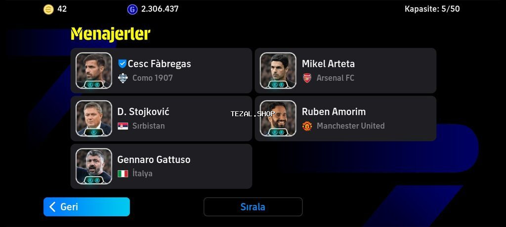 Salam. e football mobil oyunu. şəkillərdə mövcud oyunçular var