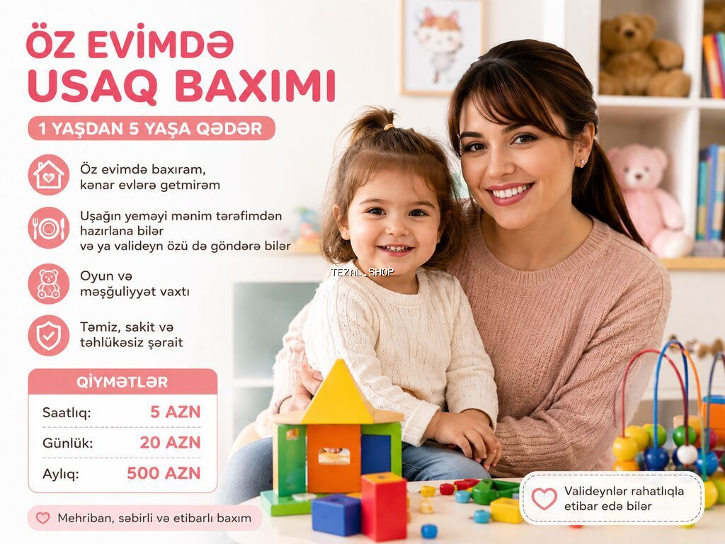 Dayə, Qalmaq şərti ilə, 35 yaş, 5 ildən artıq təcrübə